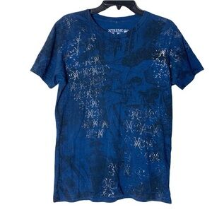 Xtreme Couture by Affliction Blue Graphic Tshirt Men Sz Small 100% Cotton Skull